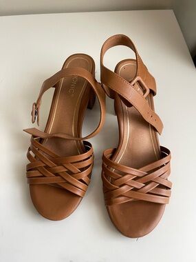 Vionic Brown Strappy Block Heel Sandals